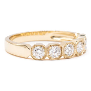 0.54 Carat Round Diamond Octagonal Wedding Band 14K Yellow Gold