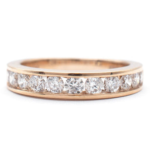 Round Diamond Channel Set Wedding Band 14K Rose Gold