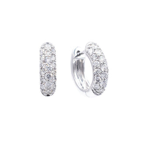 0.76 Carat Pave Diamond Huggie Earrings 14K White Gold