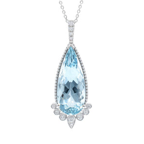 7.60 Carat Aquamarine and Diamond Pendant