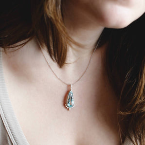 7.60 Carat Aquamarine and Diamond Pendant