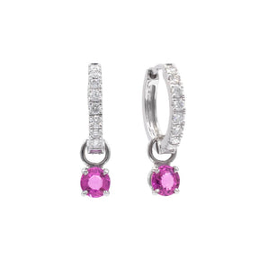 1.00 Carat Pink Sapphire Earring Charms 14K White Gold - Charms Only