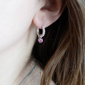 1.00 Carat Pink Sapphire Earring Charms 14K White Gold - Charms Only