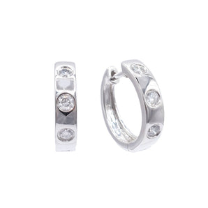 0.35 Carat Diamond Bezel Huggie Earrings 14K White Gold