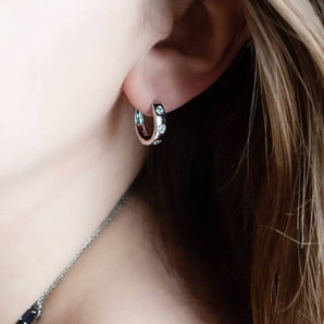 0.35 Carat Diamond Bezel Huggie Earrings 14K White Gold