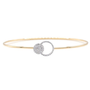 Pave Diamond Interlocking Circle Bangle Bracelet 14K Yellow Gold