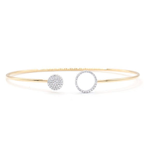 Pave Diamond Interlocking Circle Bangle Bracelet 14K Yellow Gold