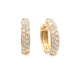 0.59 Carat Diamond Pave Huggie Earrings 14K Yellow Gold
