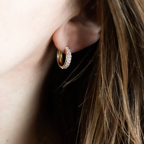 0.59 Carat Diamond Pave Huggie Earrings 14K Yellow Gold