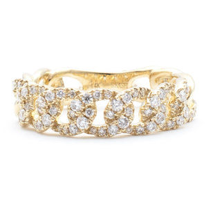 Pave Diamond Chain Band 14K Yellow Gold