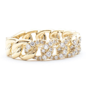 Pave Diamond Chain Band 14K Yellow Gold
