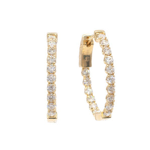 1.43 Carat Oval Diamond Inside-Outside Hoop Earrings 14K Yellow Gold