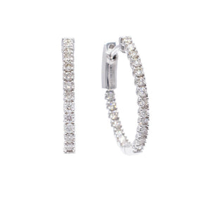 0.70 Carat Diamond Inside-Outside Oval Hoop Earrings 14K Yellow Gold