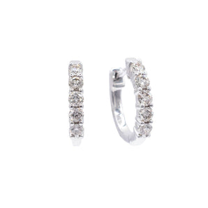 0.50 Carat Round Diamond Huggie Earrings 14K White Gold
