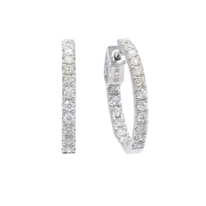 1.05 Carat Diamond Inside-Outside Hoop Earrings 14K White Gold