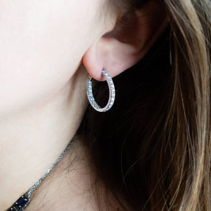 1.05 Carat Diamond Inside-Outside Hoop Earrings 14K White Gold