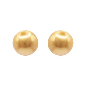 10mm Golden Pearl Stud Earrings 14K White Gold