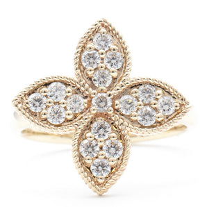 .50 CTW Diamond Flower Ring 14K Yellow Gold