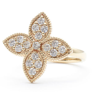 .50 CTW Diamond Flower Ring 14K Yellow Gold