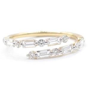 Baguette and Round Diamond Wrap Ring 14K Yellow Gold