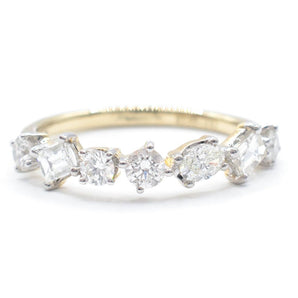 Multi-Shape Diamond Patterned Wedding Band 14K Yellow Gold