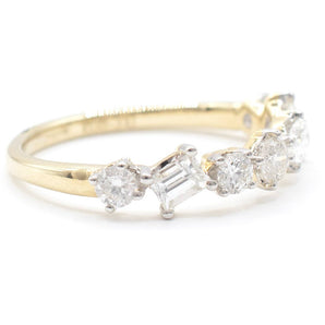 Multi-Shape Diamond Patterned Wedding Band 14K Yellow Gold