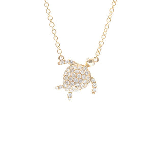 Diamond Sea Turtle Pendant 14K Yellow Gold