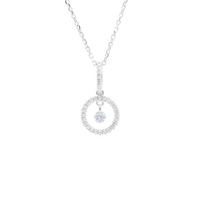 Diamond Circle Dangle Pendant 14K White Gold