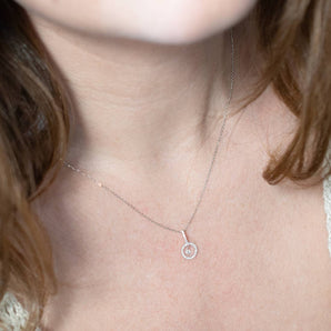 Diamond Circle Dangle Pendant 14K White Gold