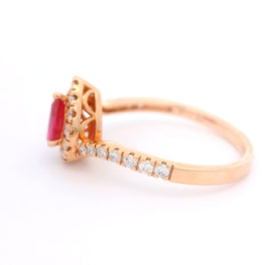 Pear Shaped Ruby and Diamond Ring 14K Rose Gold