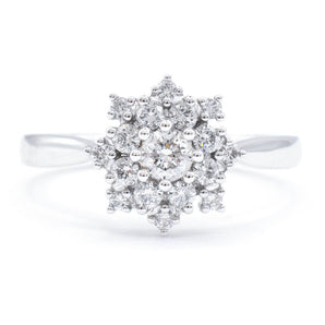 Diamond Snowflake Ring 14K White Gold