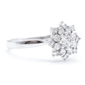 Diamond Snowflake Ring 14K White Gold