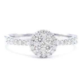 Round Diamond Dainty Cluster Ring 14K White Gold