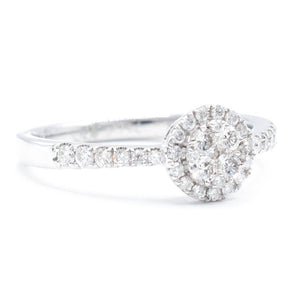 Round Diamond Dainty Cluster Ring 14K White Gold
