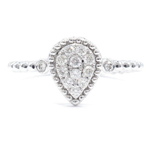 Diamond Cluster Teardrop Ring 18K White Gold