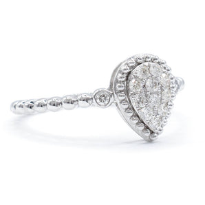 Diamond Cluster Teardrop Ring 18K White Gold