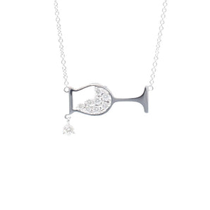 Diamond Wine Glass Pendant 14K White Gold