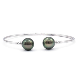 Tahitian Pearl Duo Flexi-Bangle Bracelet 14K White Gold