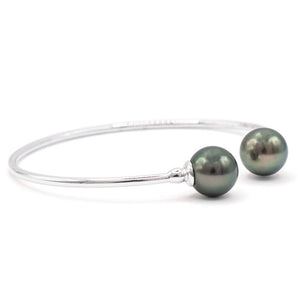 Tahitian Pearl Duo Flexi-Bangle Bracelet 14K White Gold