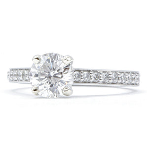 1.10 CT Round Brilliant Diamond Engagement Ring 14K White Gold