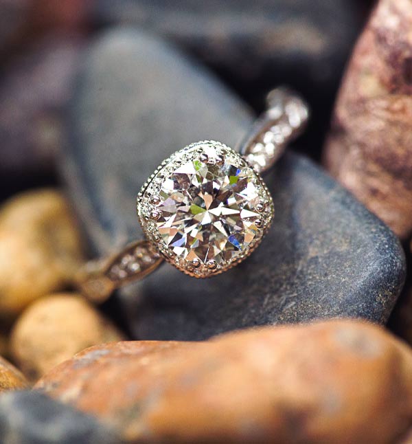 lab grown diamond engagement ring with rocks