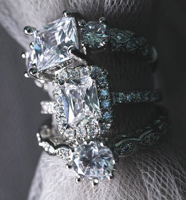 three lab grown engagement rings