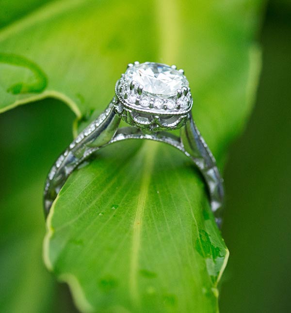 lab diamonds on green leaf